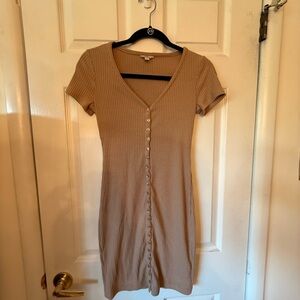 Guess Tan Ribbed Mini Dress